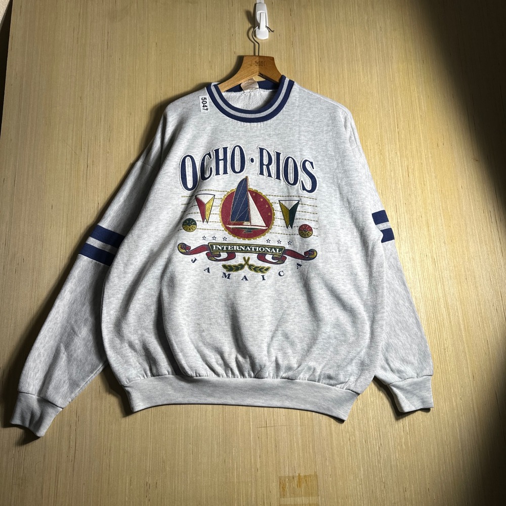 Vintage Ocho Rios Sweatshirt Mens XL Gray 90s Jamaica Sailboat Pullover 90s